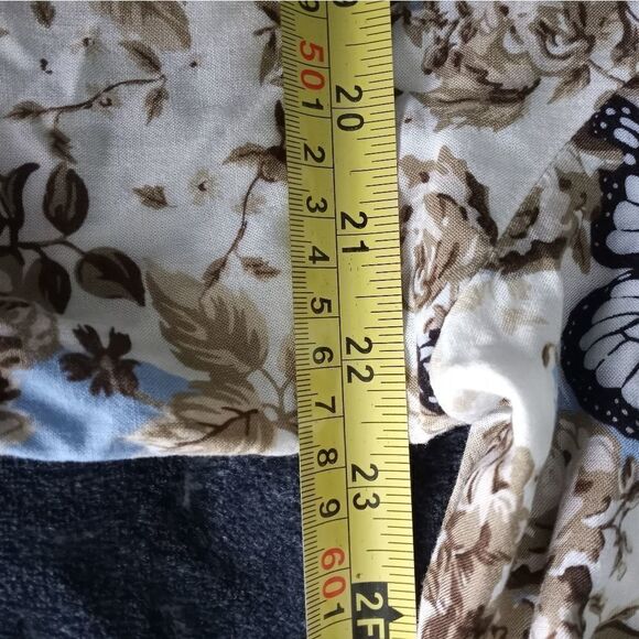 Iky me XL LngslvsButtrflyFloralPrintPocketsCord WaistV-neck100%RayonWomen'sTop. - Picture 6 of 9